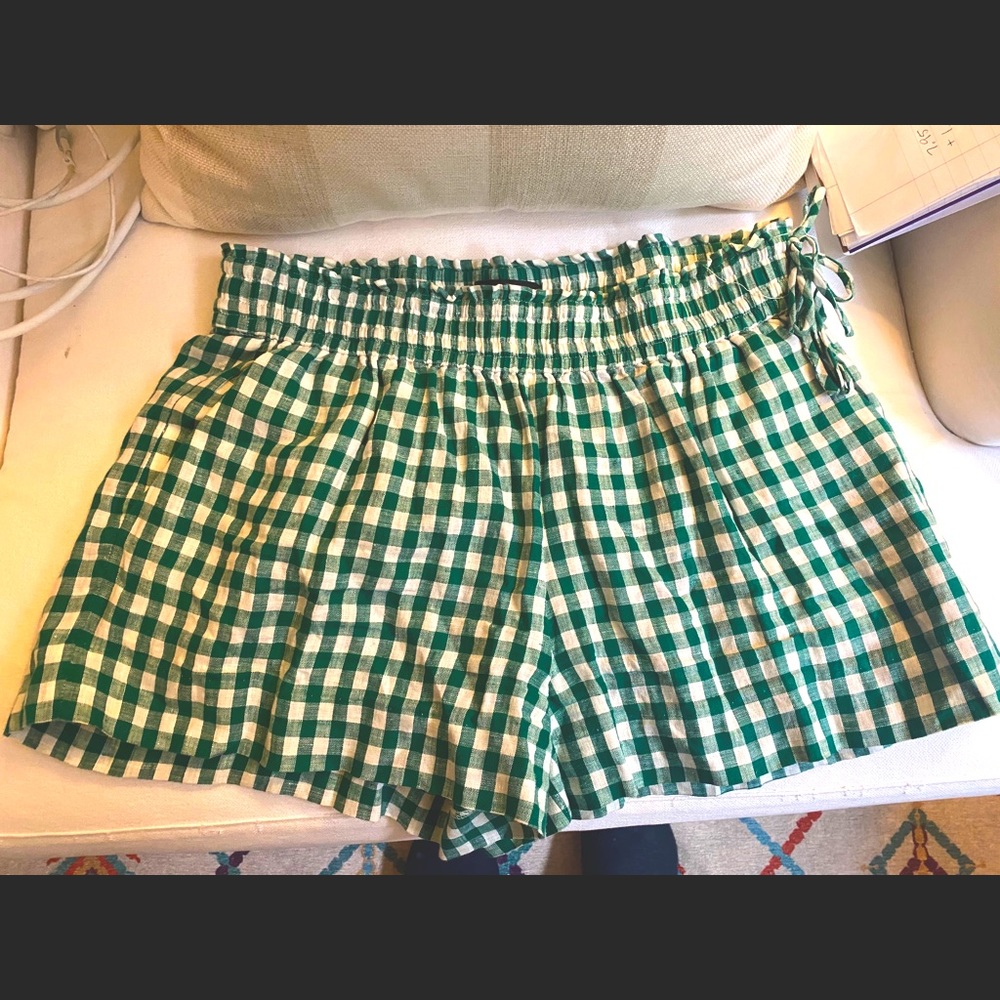 JCrew gingham linen shorts